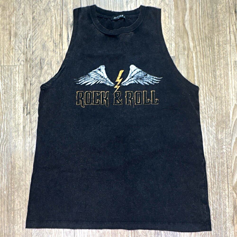 Zutter Men's Black Sleeveless Crew Neck Graphic Print Cotton Knit Tee M K2007